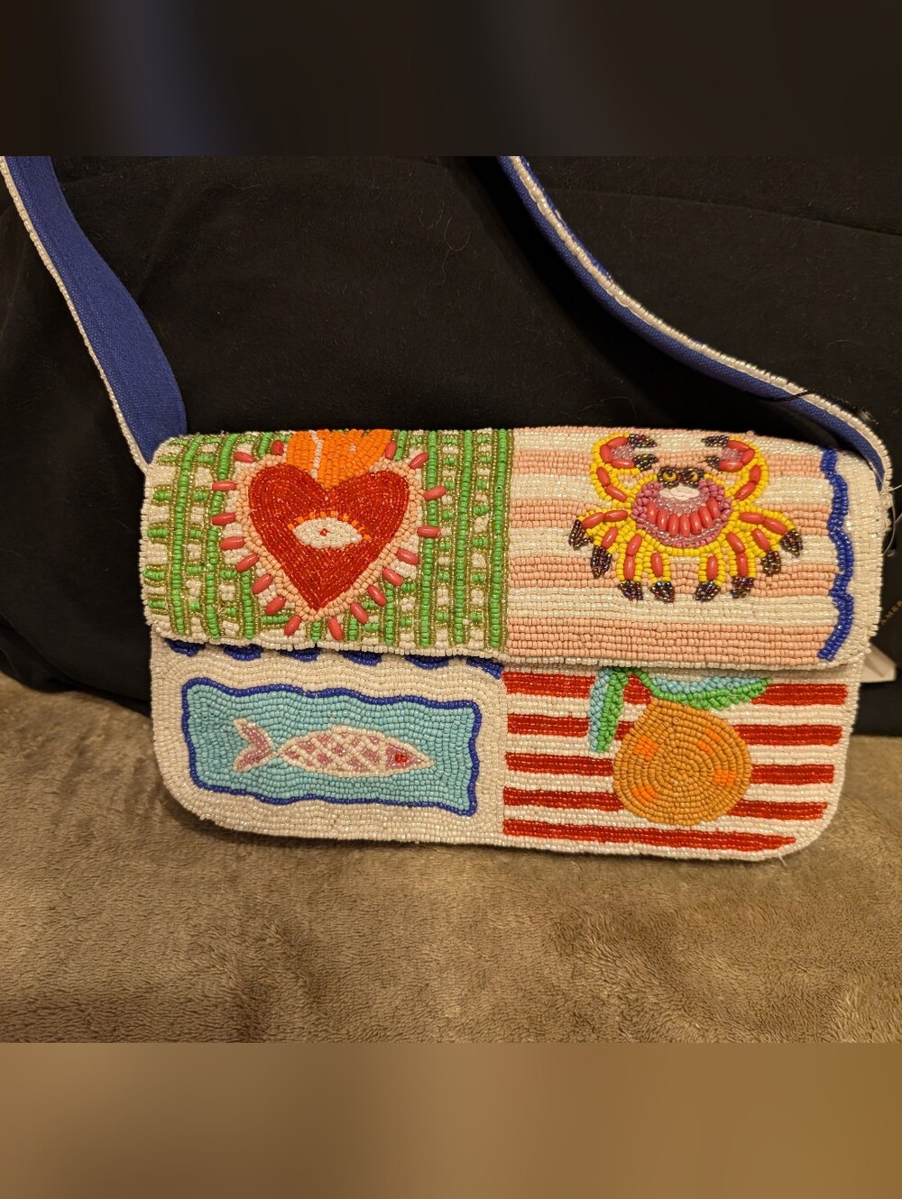 Viral Beaded Patchwork Shoulder Bag - Multicolor